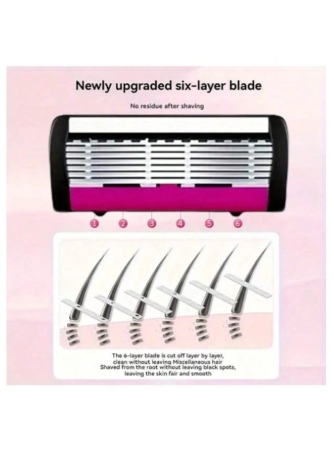 شفرات حلاقة بستّ طبقات – تشمل 3 شفرات، مقبض أسود - Image 2